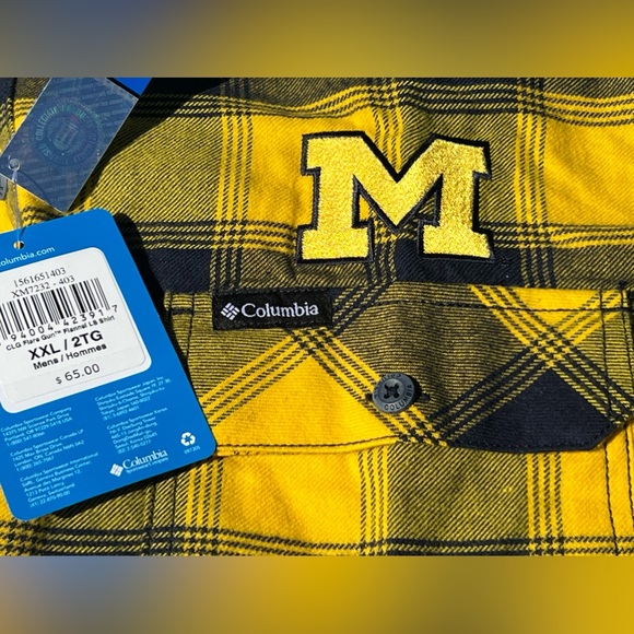 Medium $65 Michigan Wolverines Columbia Collegiate Flare Gun Flannel LS NCAA - Picture 3 of 9